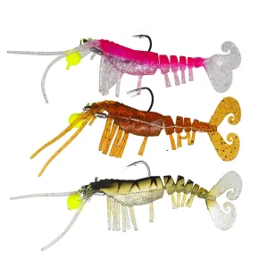 Soft prawn Bait swimming lure with Mustad Hook and weight Fishing Lures 3 Pcs/lot