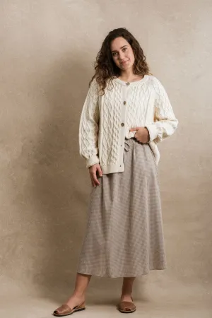 Sonoma Skirt - Taupe Gingham