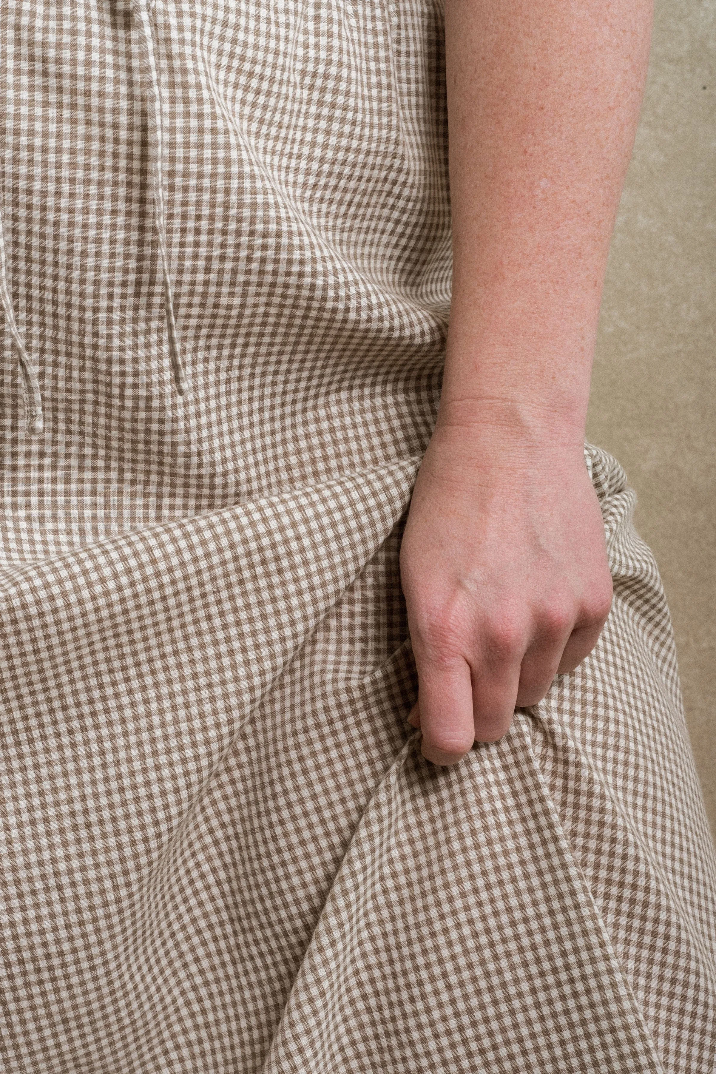 Sonoma Skirt - Taupe Gingham