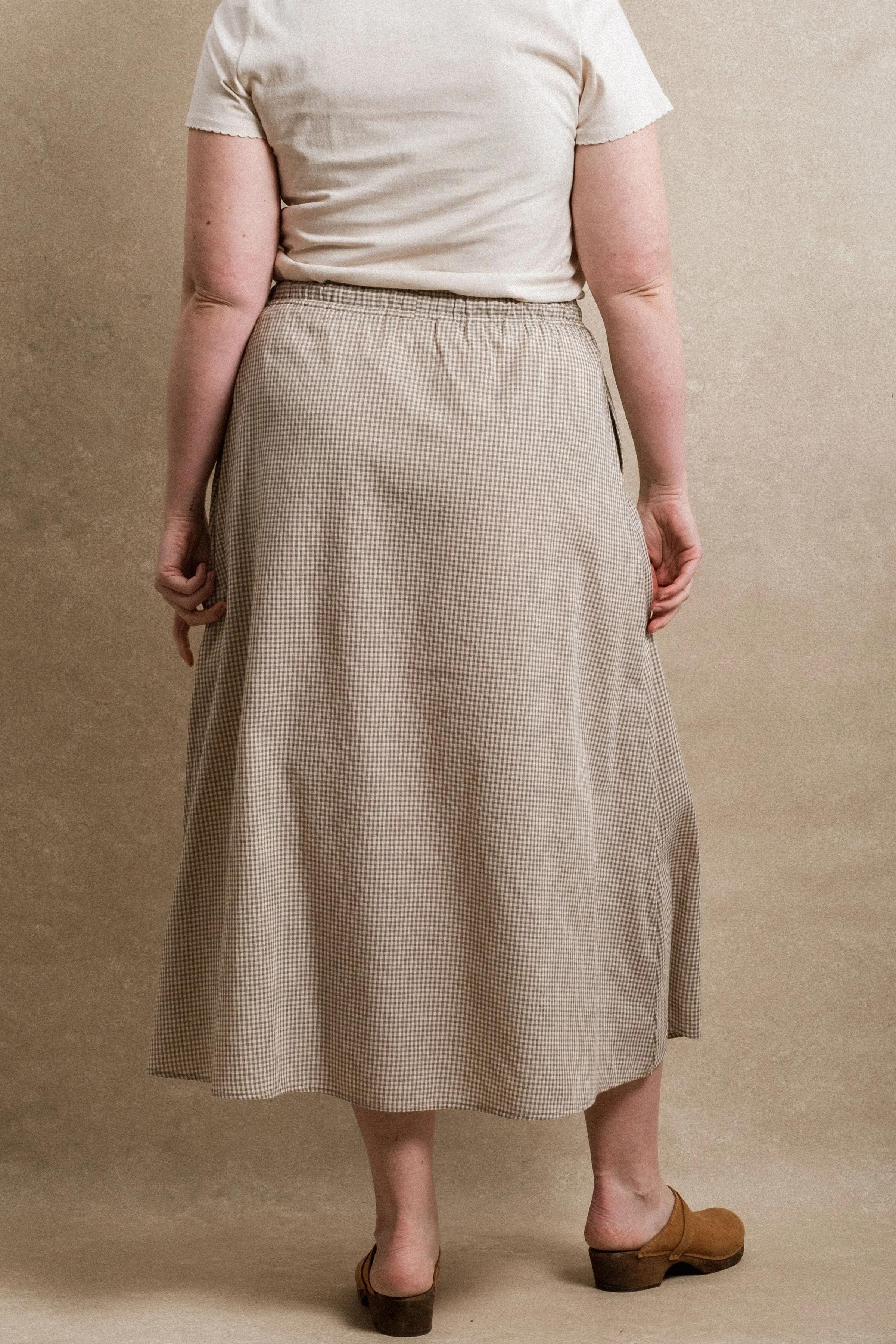 Sonoma Skirt - Taupe Gingham