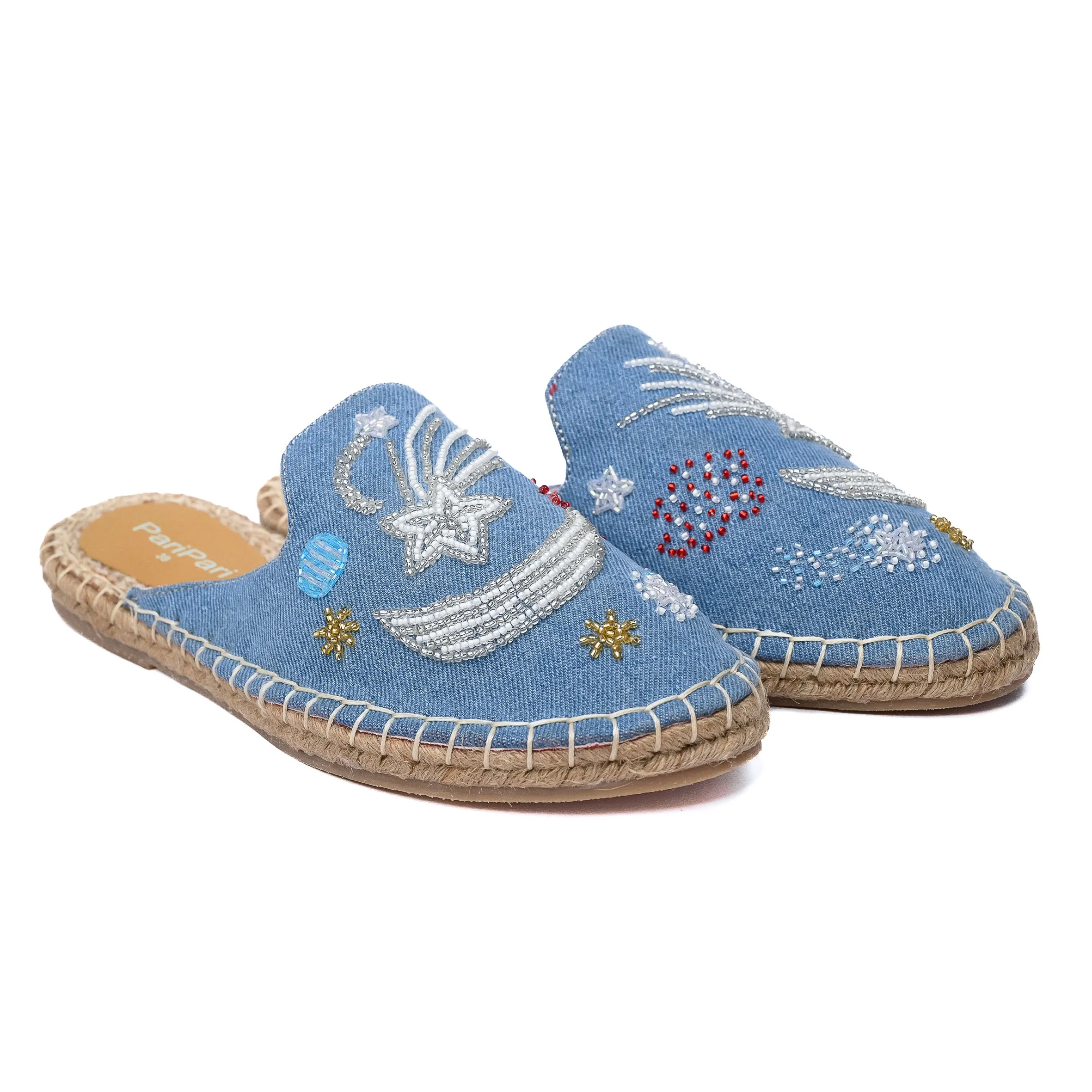 Starry Night Light Denim Flats