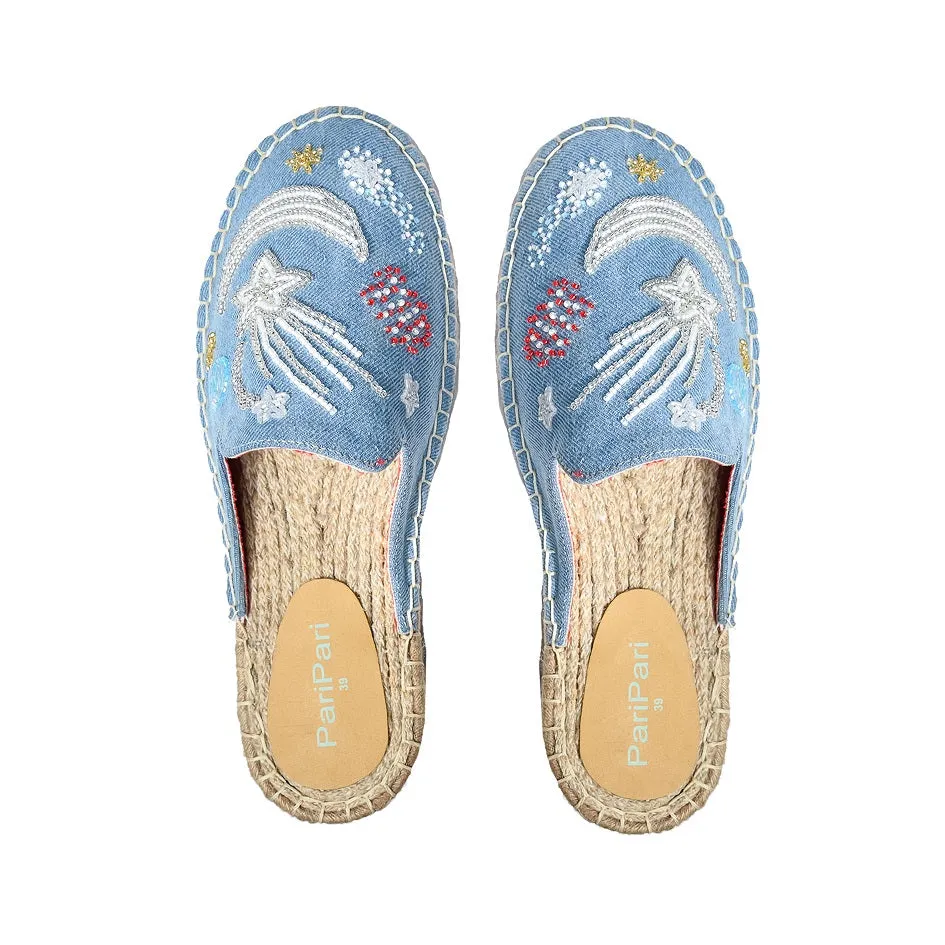 Starry Night Light Denim Flats