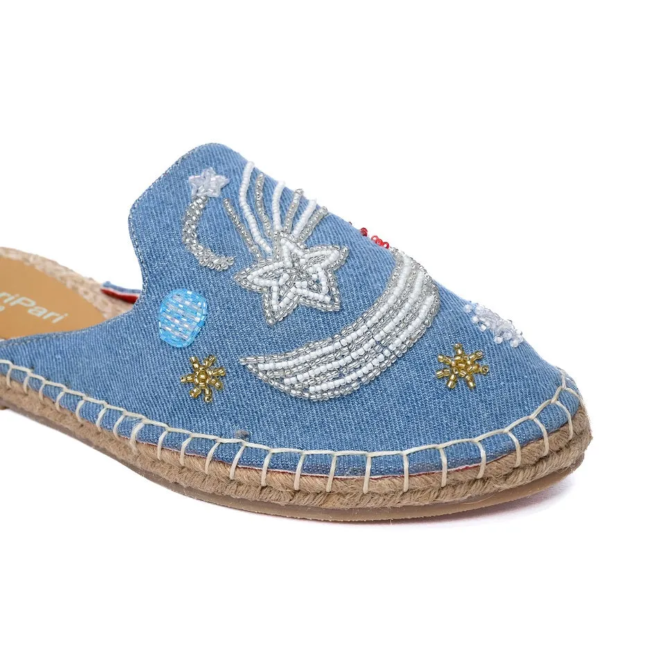 Starry Night Light Denim Flats