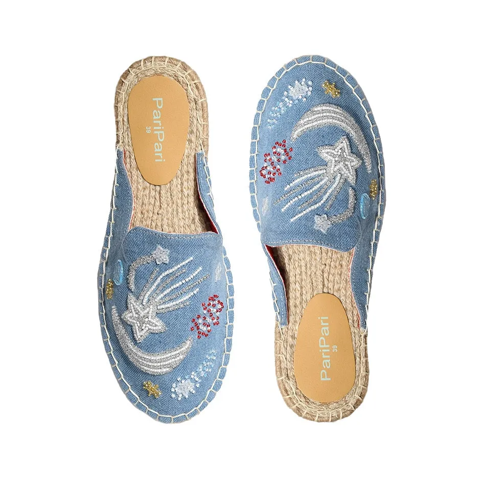 Starry Night Light Denim Flats