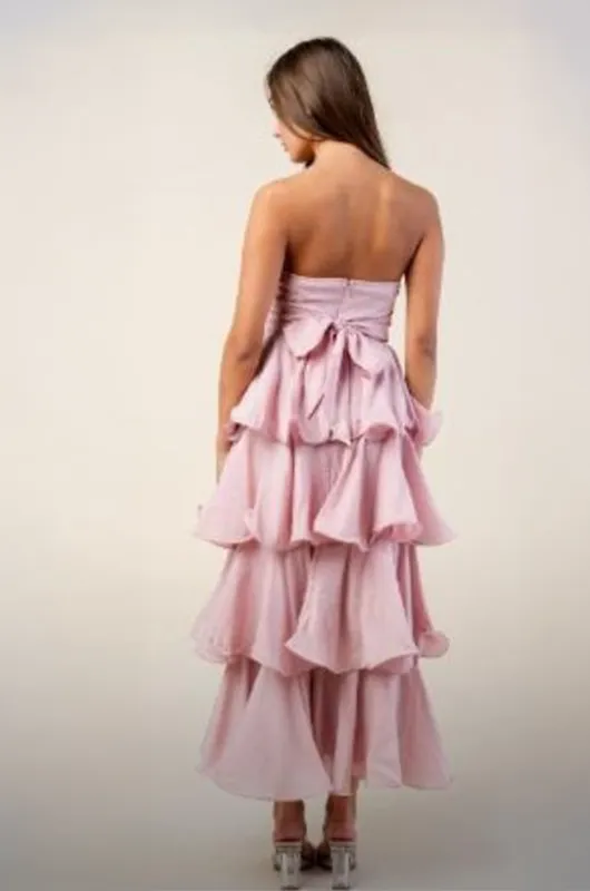 Strapless Maxi Ruffle Tiered Dress