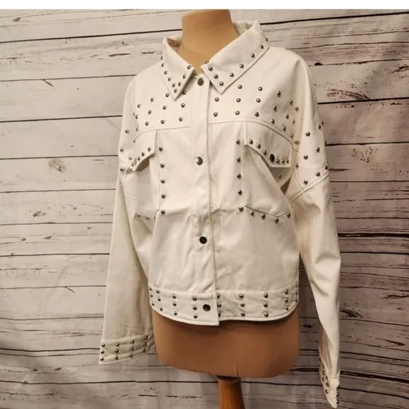Studded White Women's Jacket