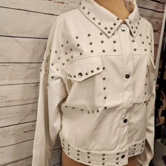 Studded White Women's Jacket