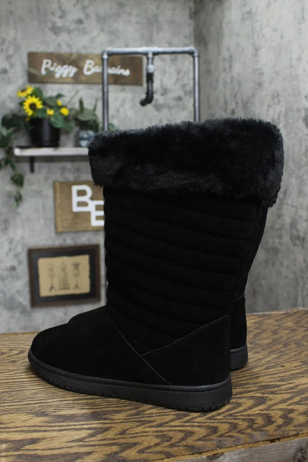 Style & Co. Womens Novaa Suede Winter & Snow Boots 10013336000 Black 9M