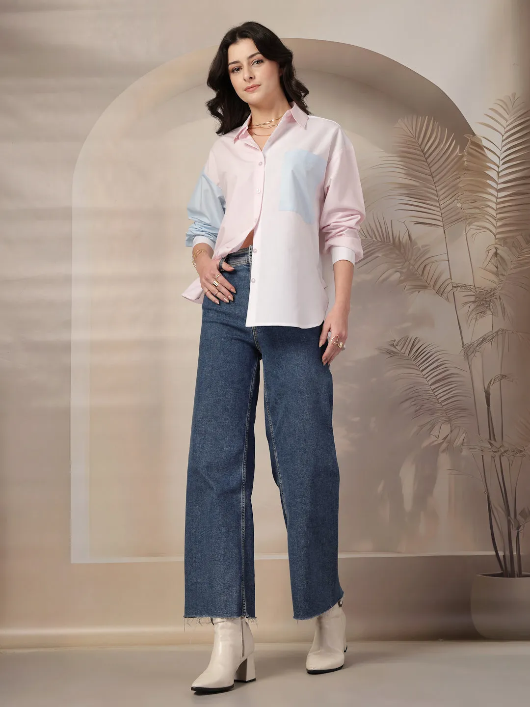 Style Quotient Womens Colour Block Oversize Shirt