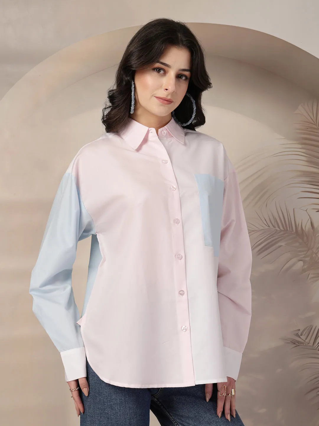 Style Quotient Womens Colour Block Oversize Shirt