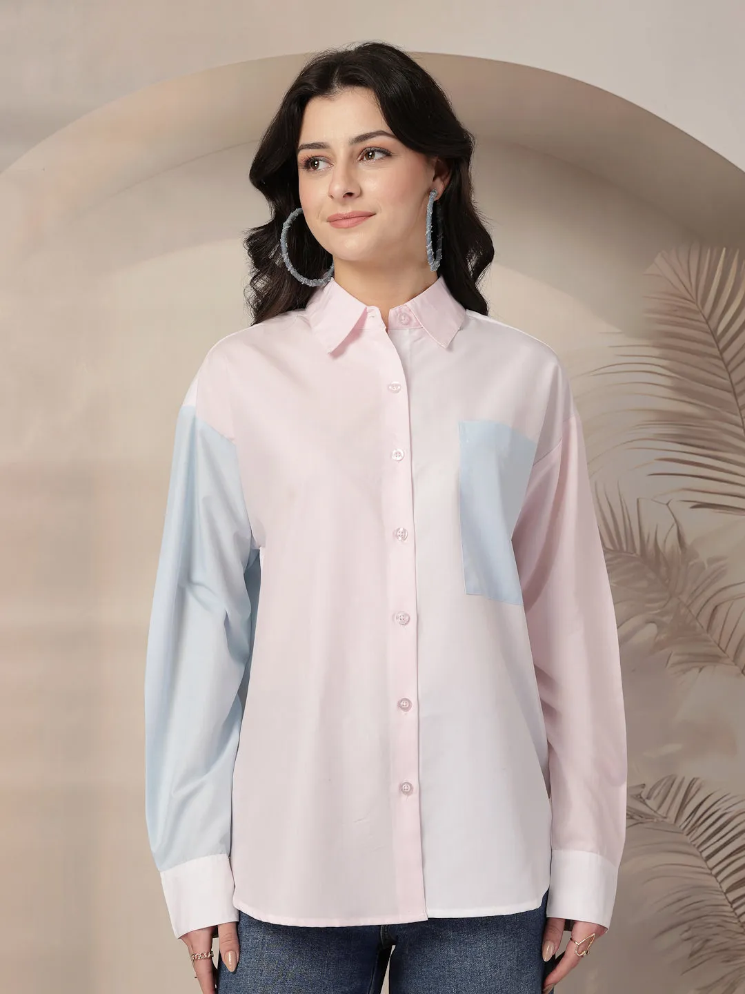 Style Quotient Womens Colour Block Oversize Shirt