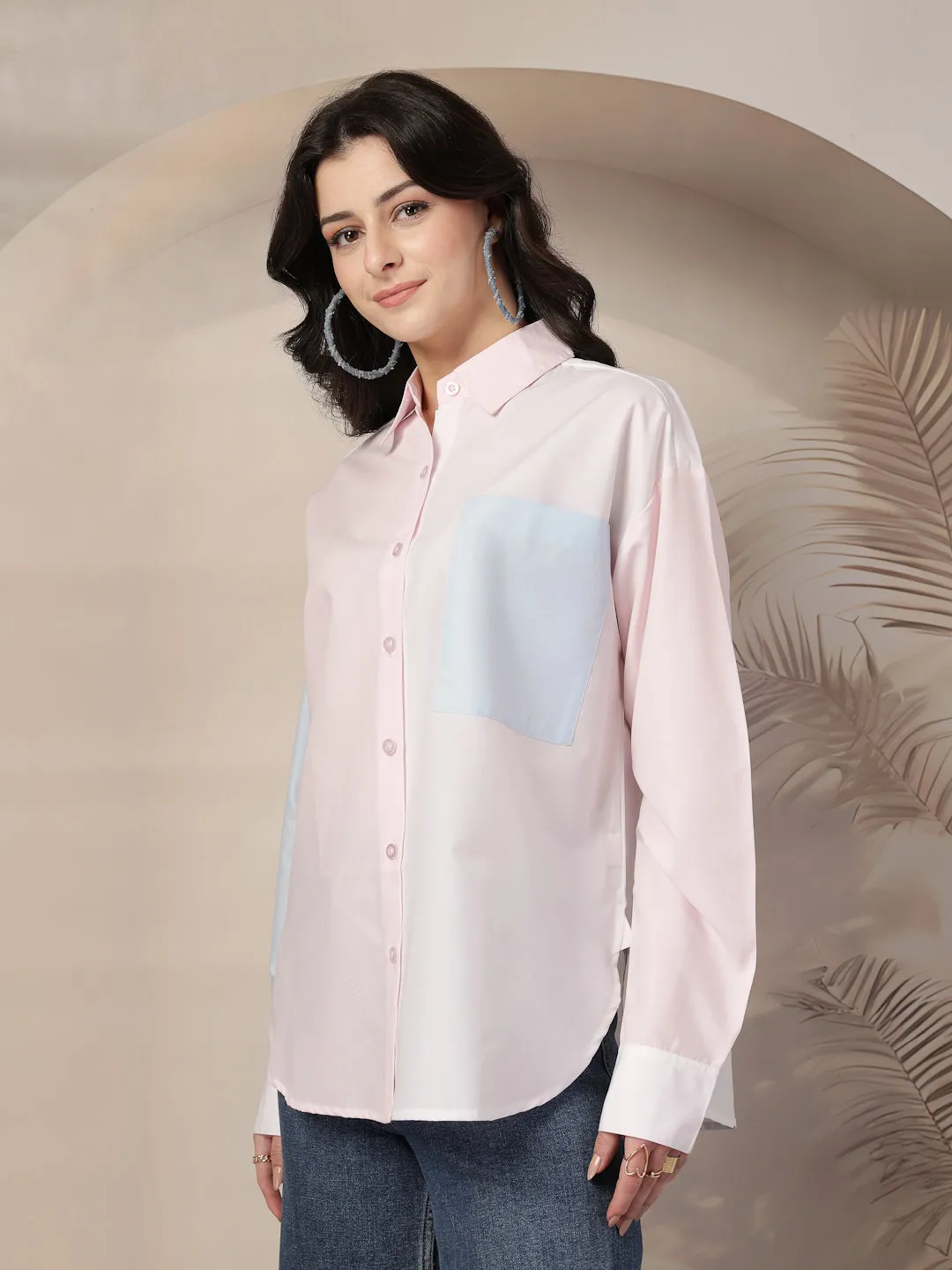 Style Quotient Womens Colour Block Oversize Shirt