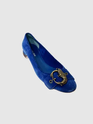 Suede Ballerina Flats with Buckle - Size 39