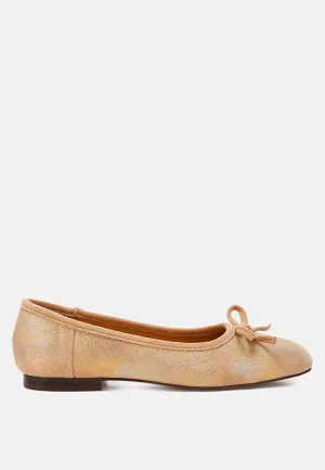 Suede Bow Embellished Ballerinas By RAG
