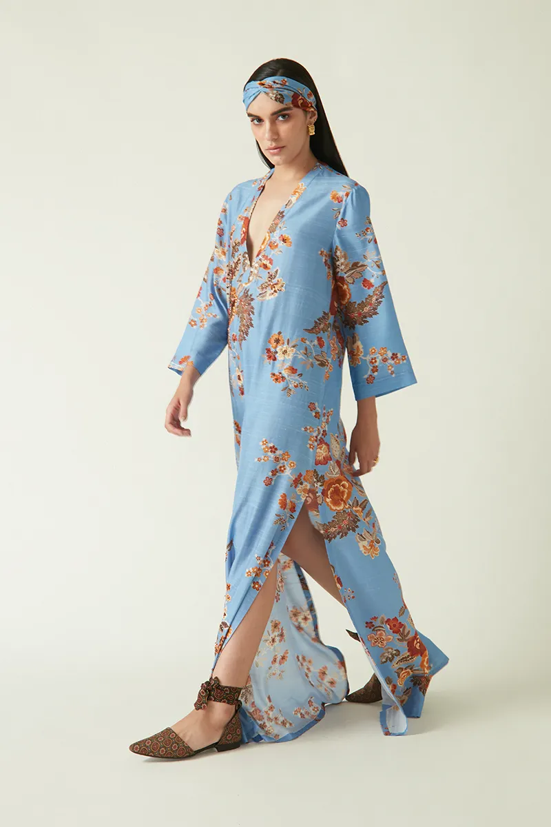 Summer Kaftan Linen Satin Embellished-Fashion Edit Java 03A-4JV-11-Payal Pratap