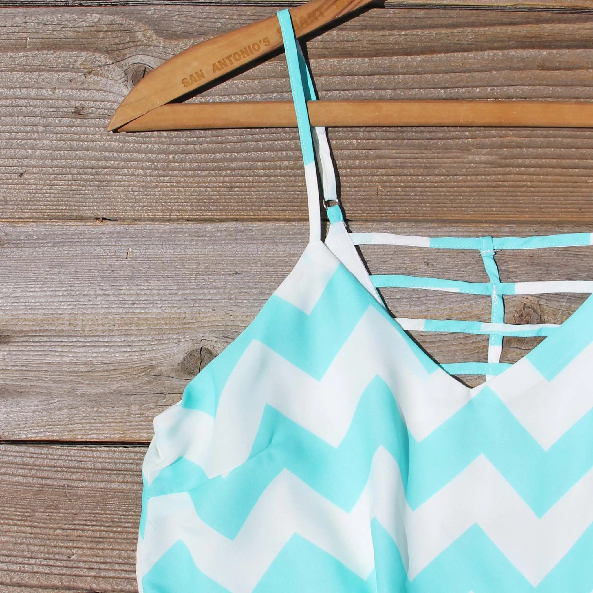 Sweetvine Chevron Romper in Turquoise