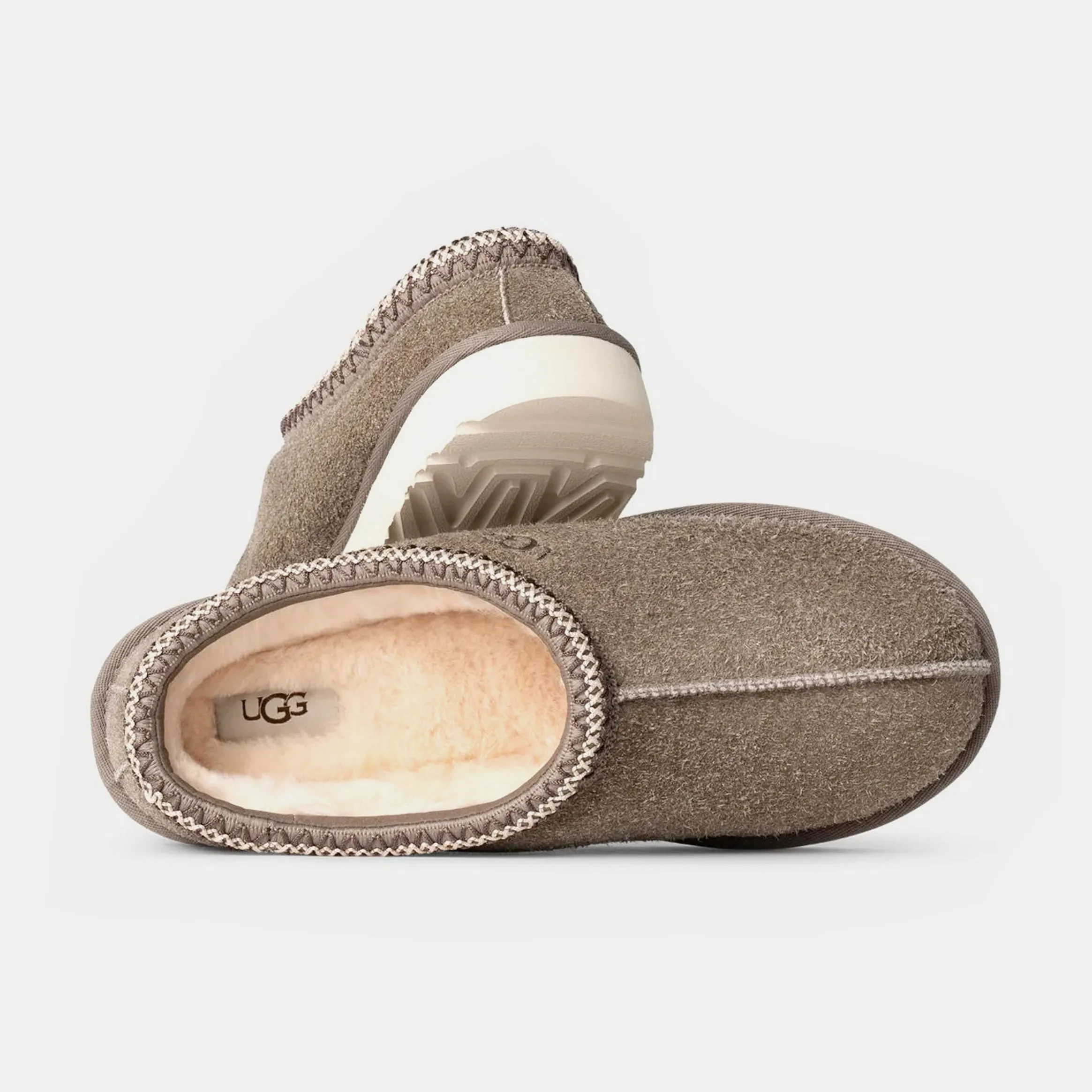 Tasman Shaggy Suede Slippers Mens Sandals (Brown/Beige)