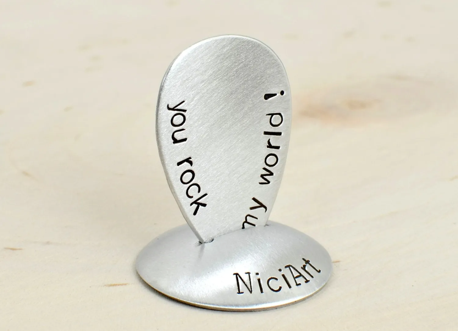 Teardrop Jazz aluminum Guitar Pick with You Rock My World
