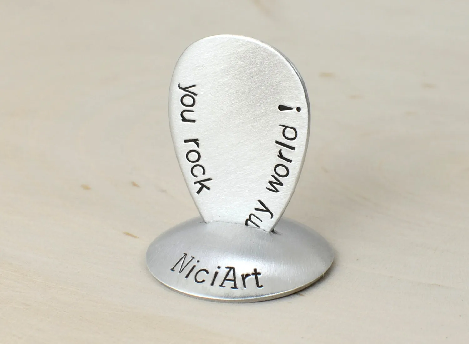 Teardrop Jazz aluminum Guitar Pick with You Rock My World