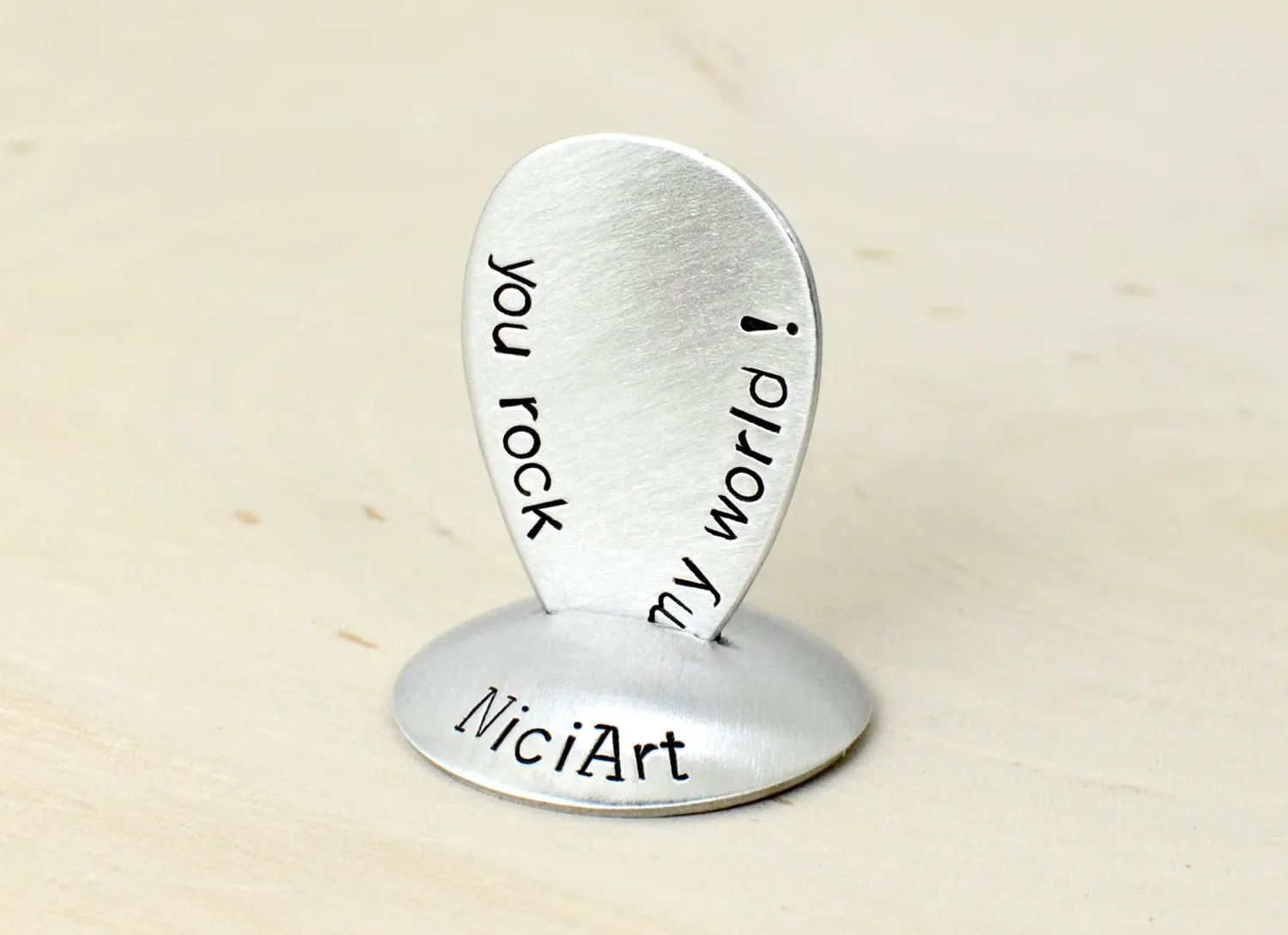 Teardrop Jazz aluminum Guitar Pick with You Rock My World
