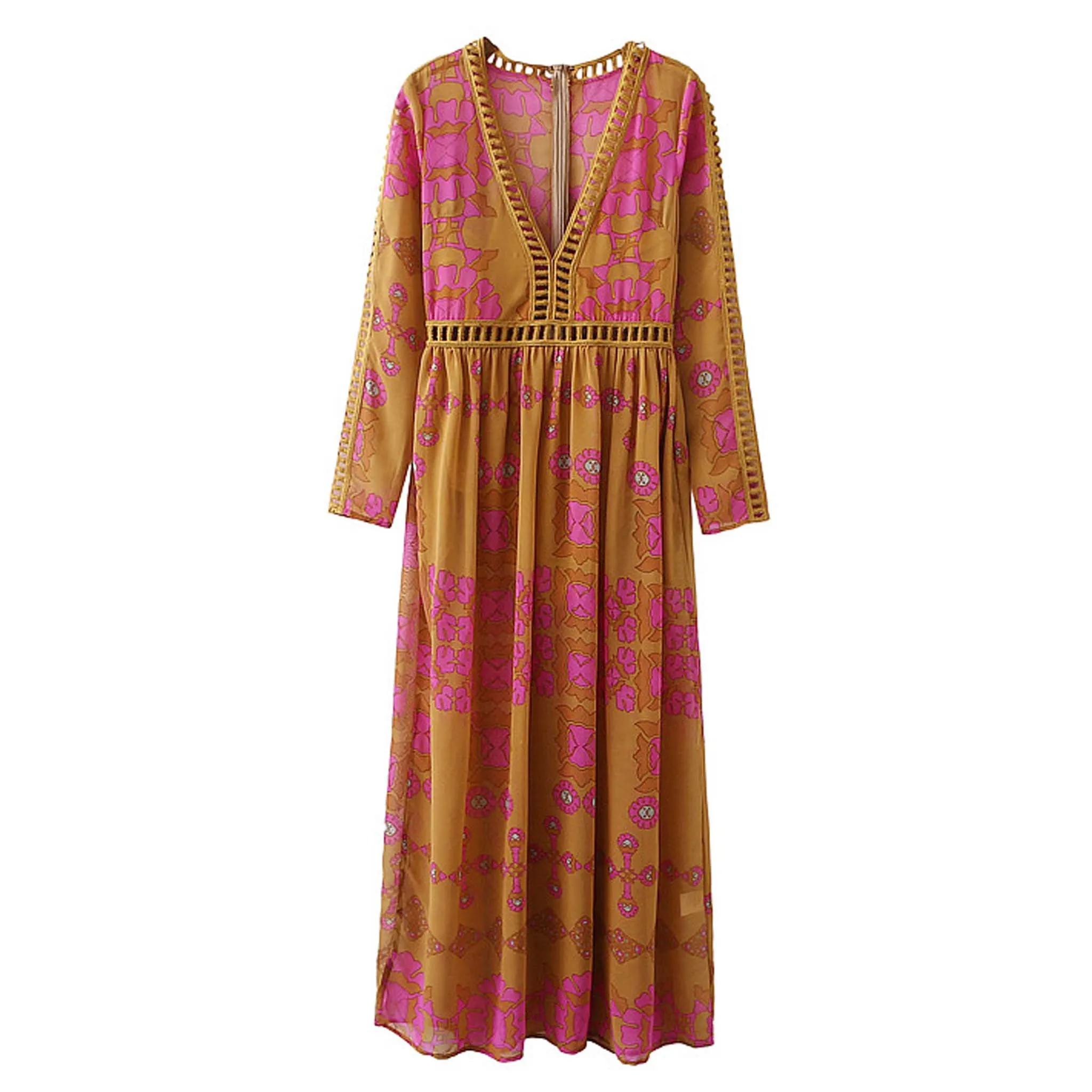 The Medallion Maxi Dress in Mustard (wholesale)