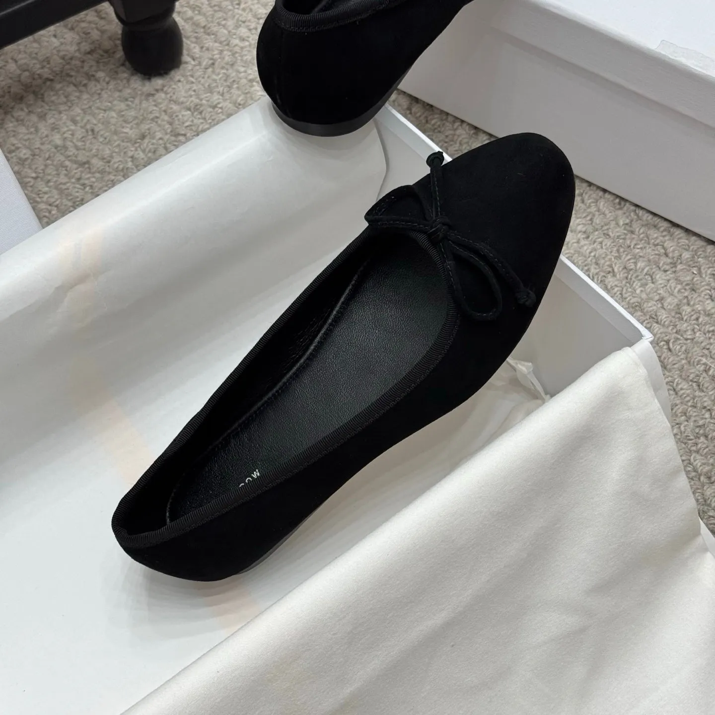 The Row Ballet Flats Bow Black Suede 290734