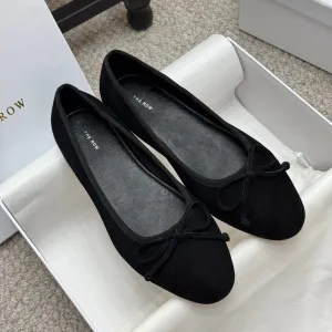 The Row Ballet Flats Bow Black Suede 290734