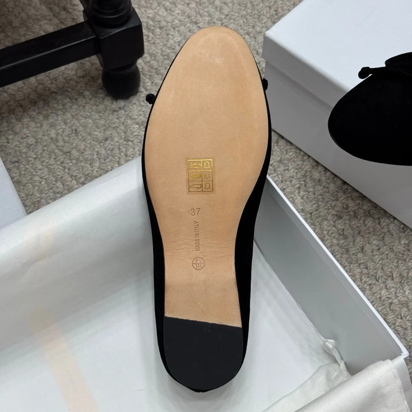 The Row Ballet Flats Bow Black Suede 290734