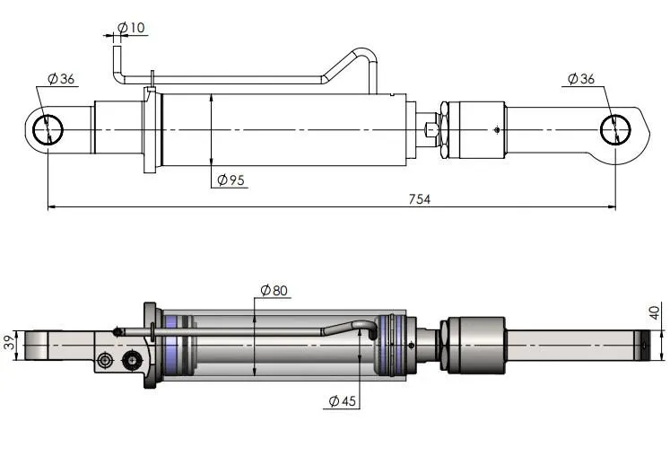 Tilt Ram Cylinder HACO (WITH Extension) to suit MBB 1403789