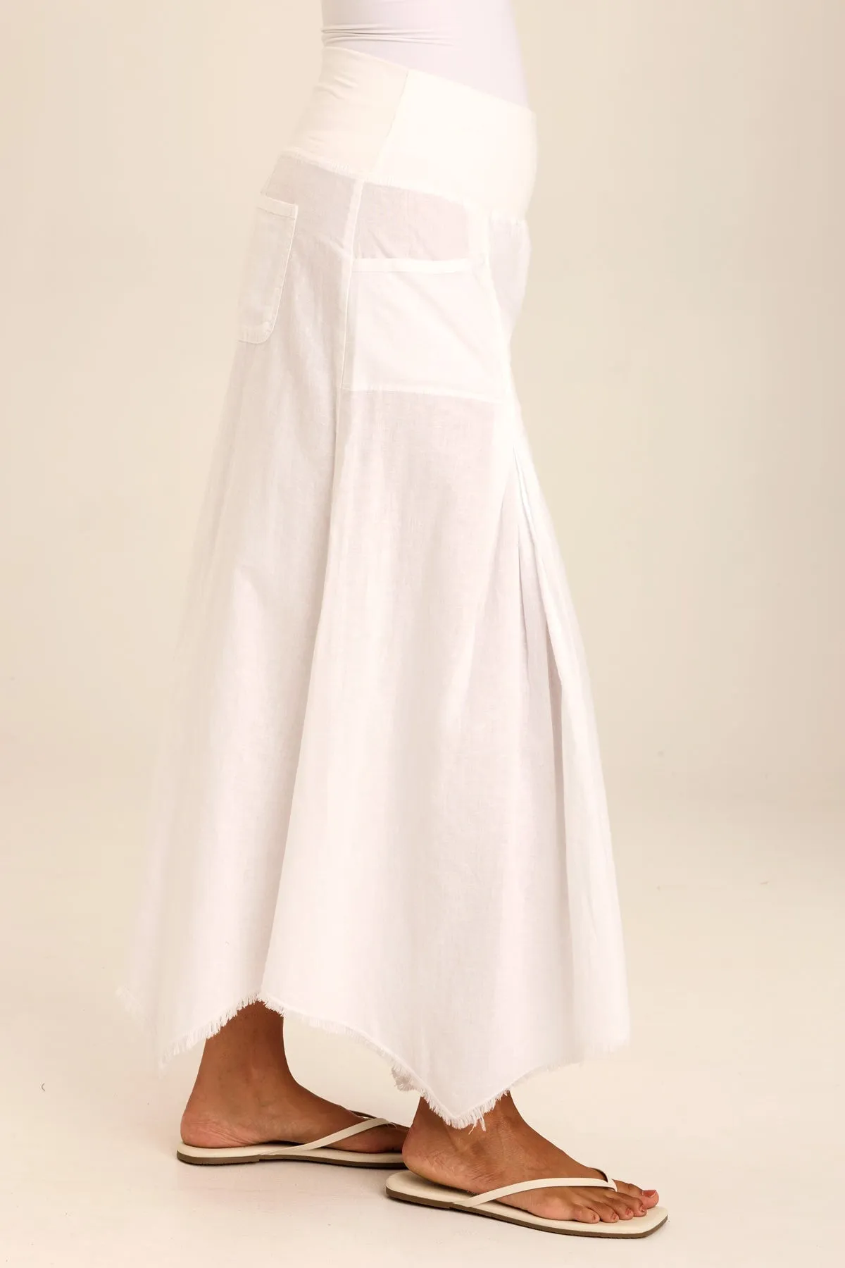 Triste Linen Bohemian Sharkbite Maxi Skirt