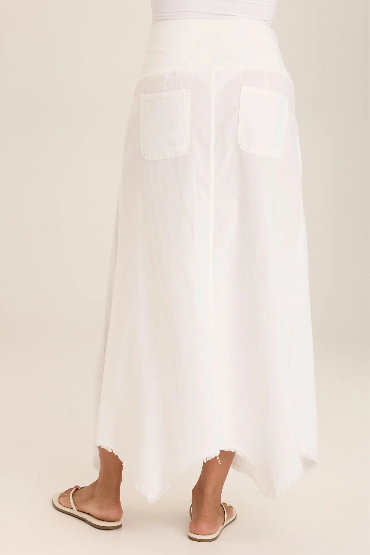 Triste Linen Bohemian Sharkbite Maxi Skirt