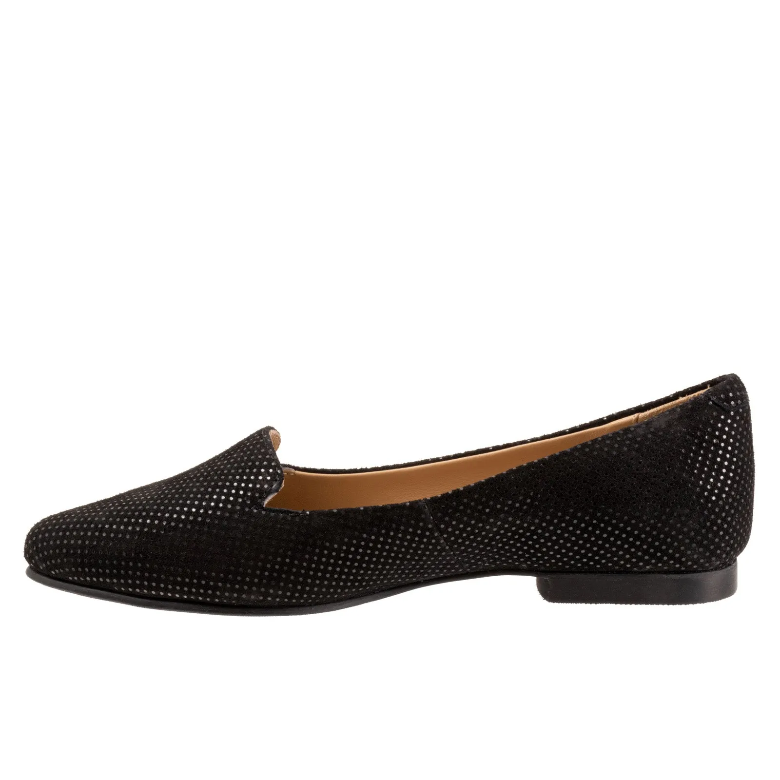 Trotters Harlowe T1707-053 Womens Black Suede Slip On Loafer Flats Shoes