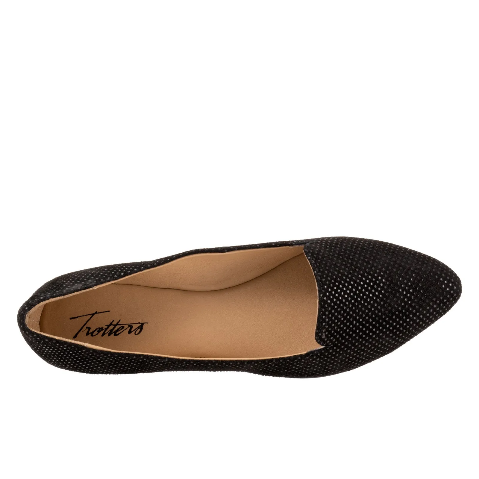 Trotters Harlowe T1707-053 Womens Black Suede Slip On Loafer Flats Shoes