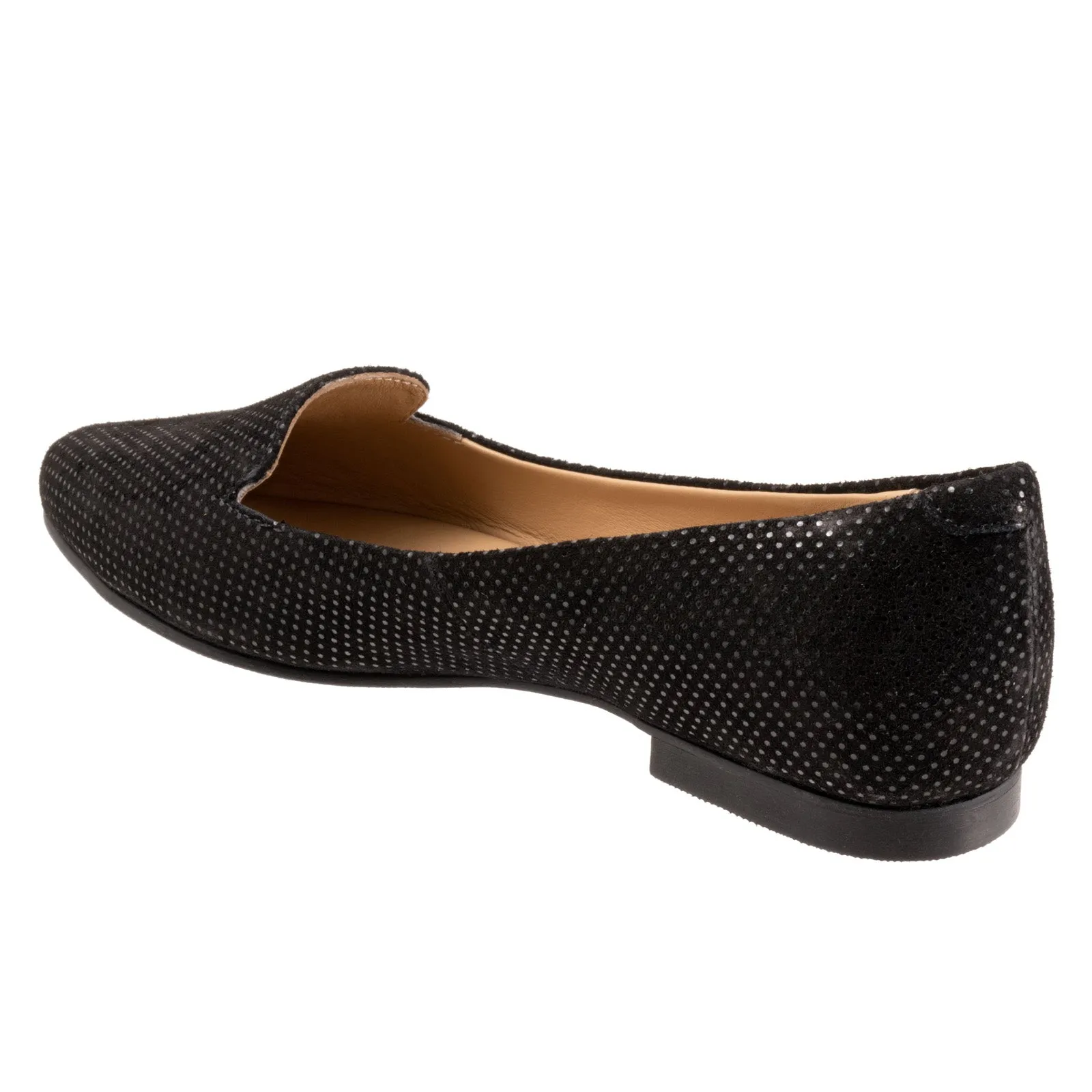 Trotters Harlowe T1707-053 Womens Black Suede Slip On Loafer Flats Shoes