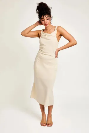 Twist Detail U-Neck Midi Dress