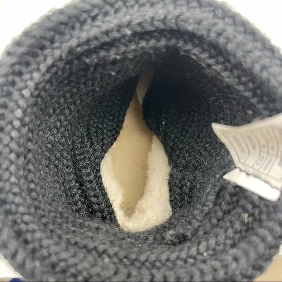 UGG Cardy Knit Buttons Boots Kids Size 5 Suede Foldable Short Tall Black Cozy
