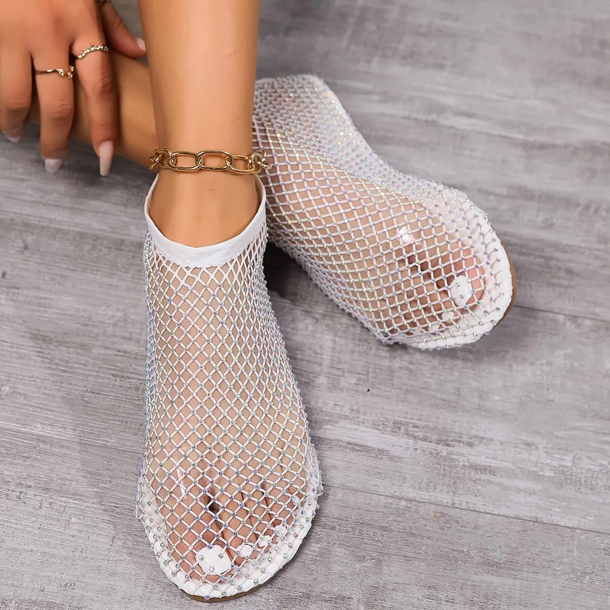 Ultra Comfortable Shiny Gem Mesh Flats