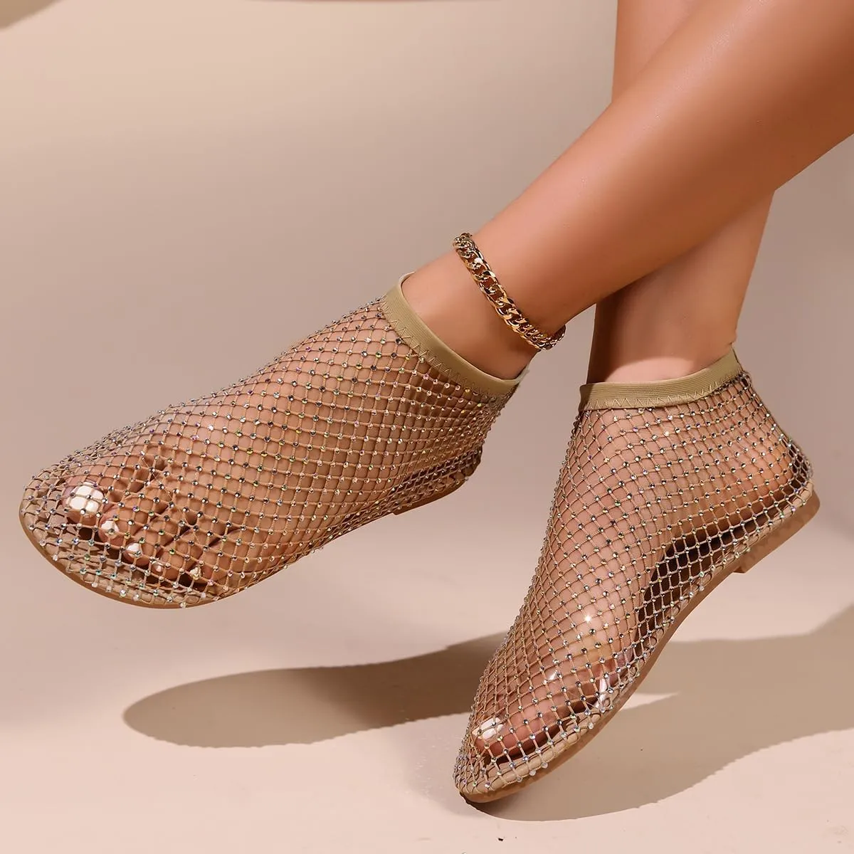 Ultra Comfortable Shiny Gem Mesh Flats