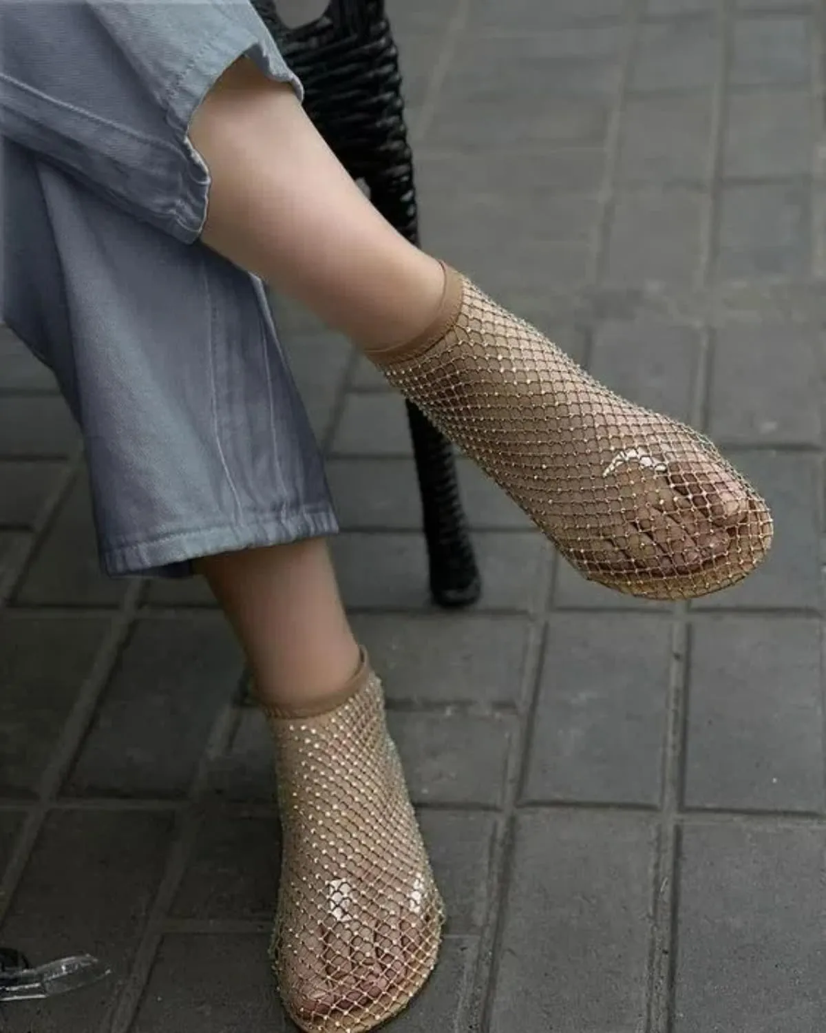 Ultra Comfortable Shiny Gem Mesh Flats