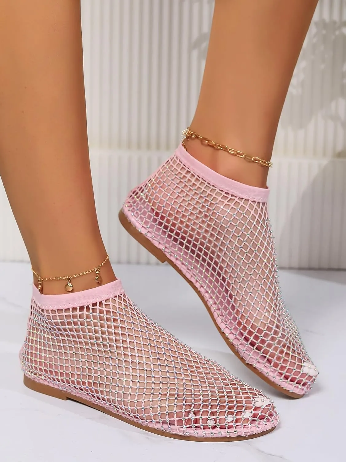 Ultra Comfortable Shiny Gem Mesh Flats