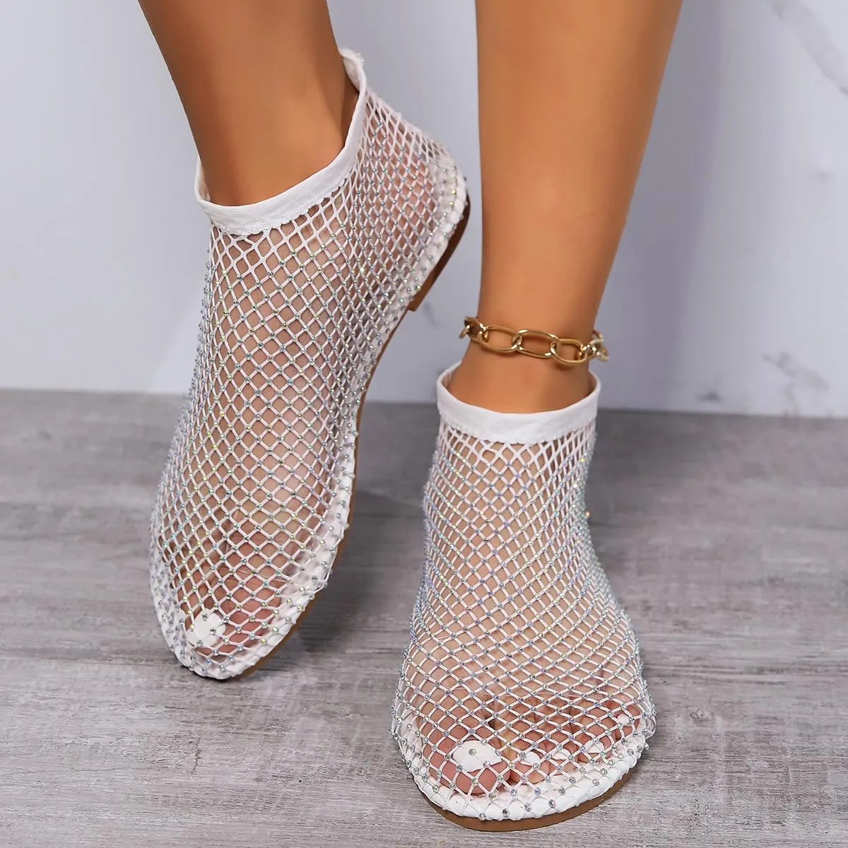 Ultra Comfortable Shiny Gem Mesh Flats