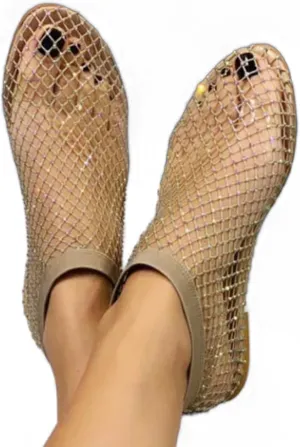Ultra Comfortable Shiny Gem Mesh Flats