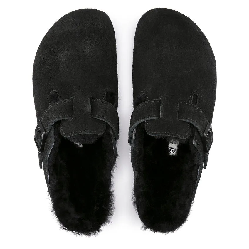 Unisex Boston Shearling Suede Leather Black Medium/Narrow
