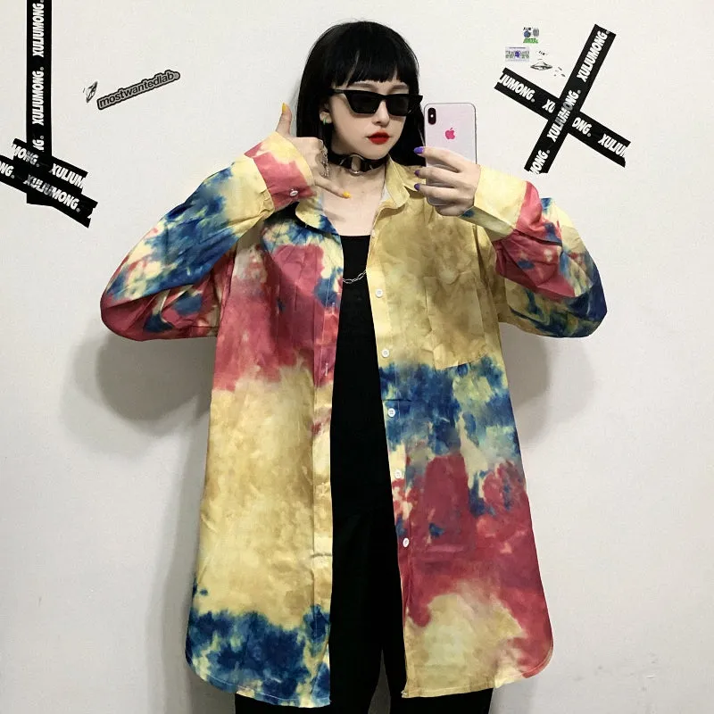 VINTAGE CHIC TIE-DYE LONG-SLEEVED SHIRT UB2706