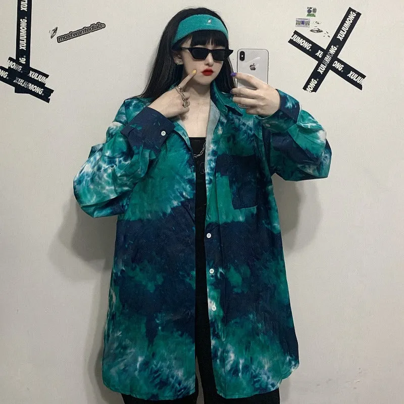 VINTAGE CHIC TIE-DYE LONG-SLEEVED SHIRT UB2706