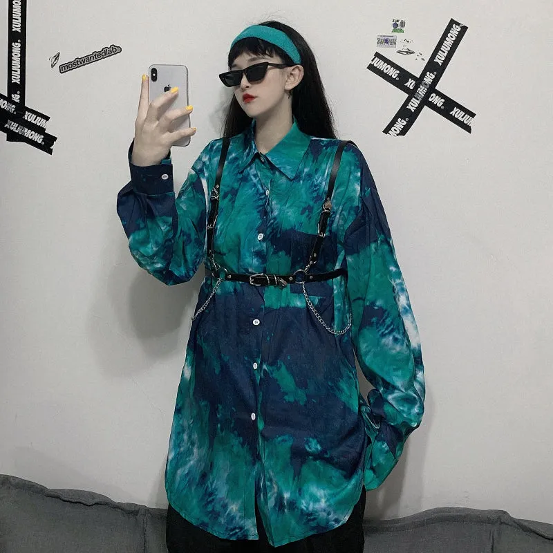 VINTAGE CHIC TIE-DYE LONG-SLEEVED SHIRT UB2706