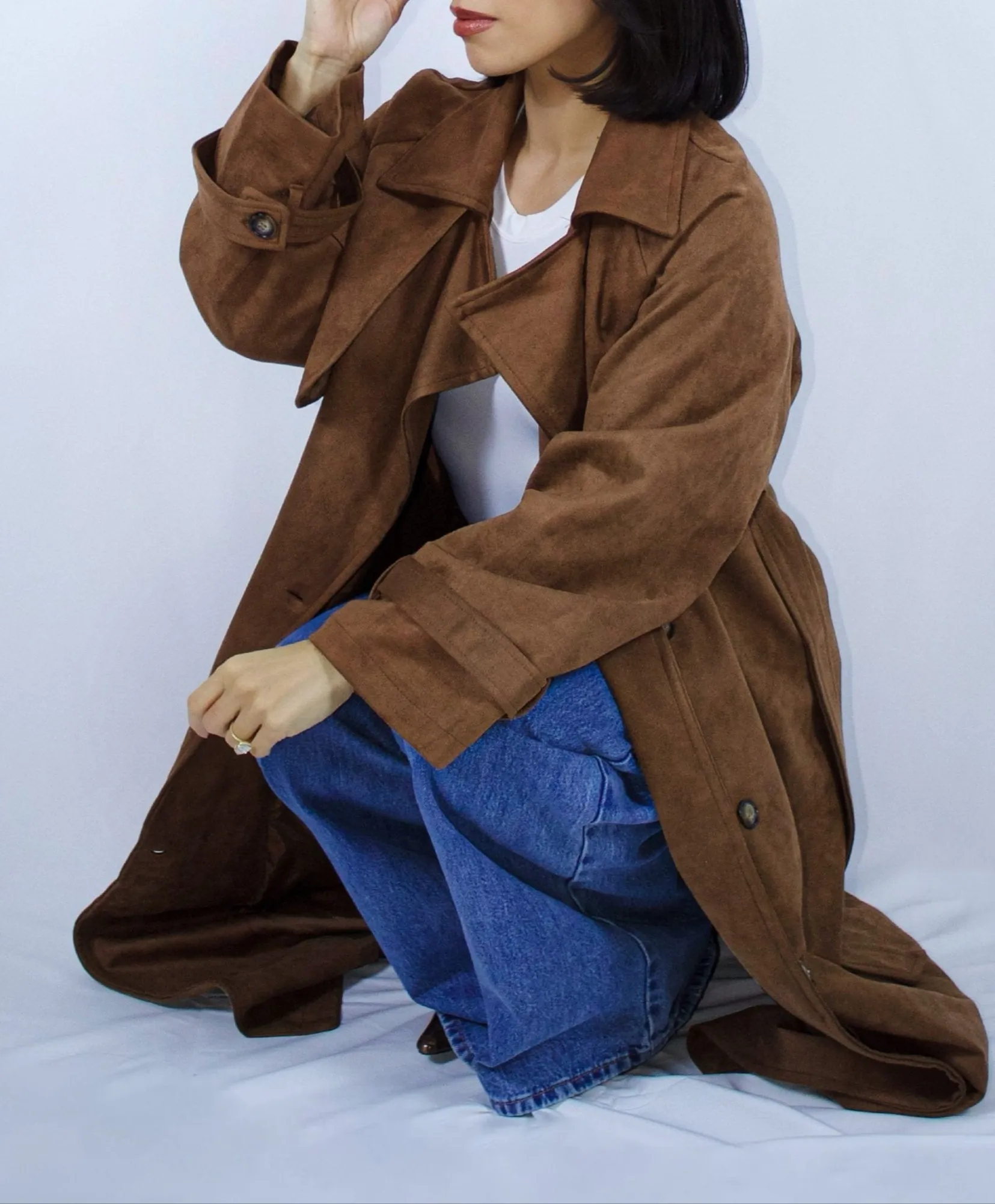 Vivienne Faux Suede Trench coat