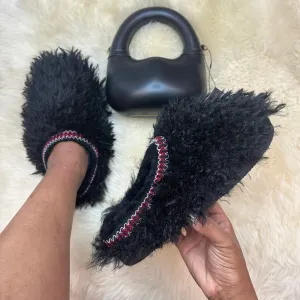 Wild Diva COOLIO-02 Black Cozy Slip-On Slippers
