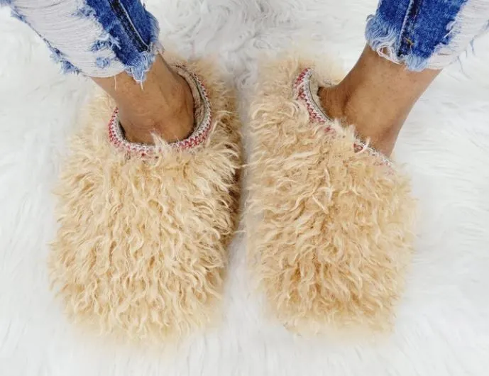 Wild Diva COOLIO-02 Camel Cozy Slip-On Slippers