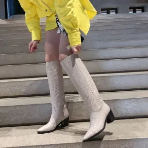 Women Microfiber upper pigskin lining insole serpentine modern boots